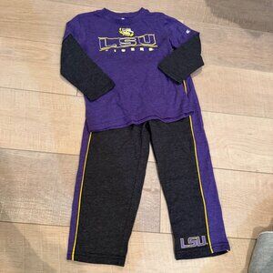 COLOSSEUM TODDLER 4T PURPLE LSU TIGER JOGGER OUTFIR SHIRT PANTS
